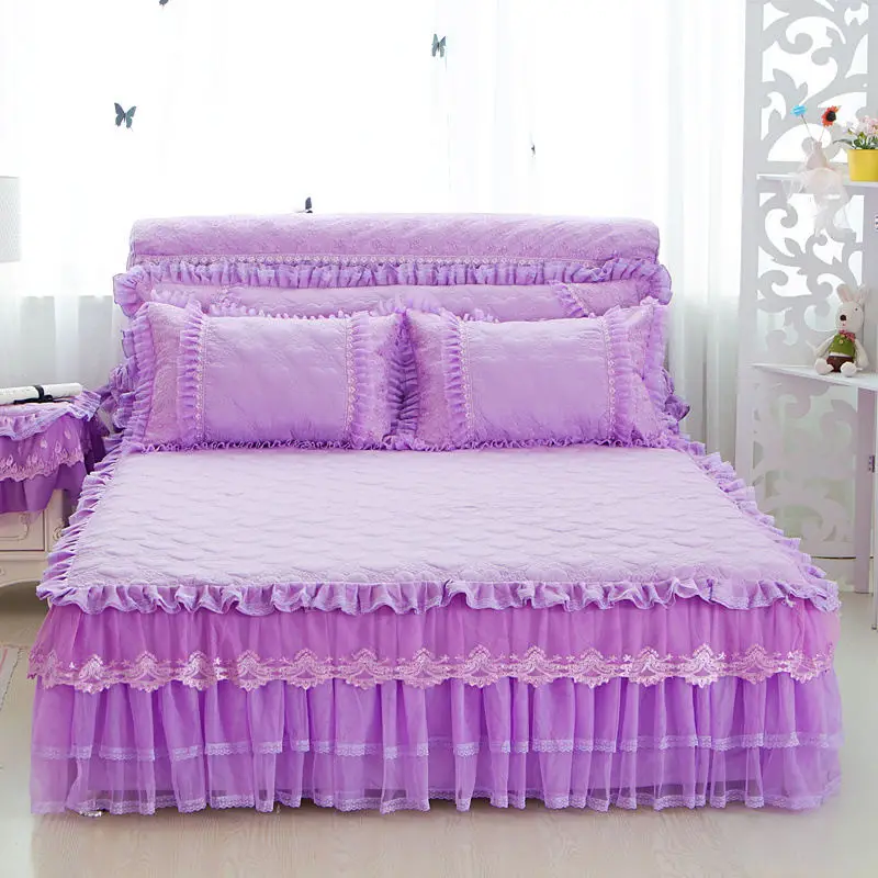 1/3 шт любовь романтическая кровать юбка принцесса кружева простыни ламинированное хлопковое покрывало наволочка различные любовь стиль тема
