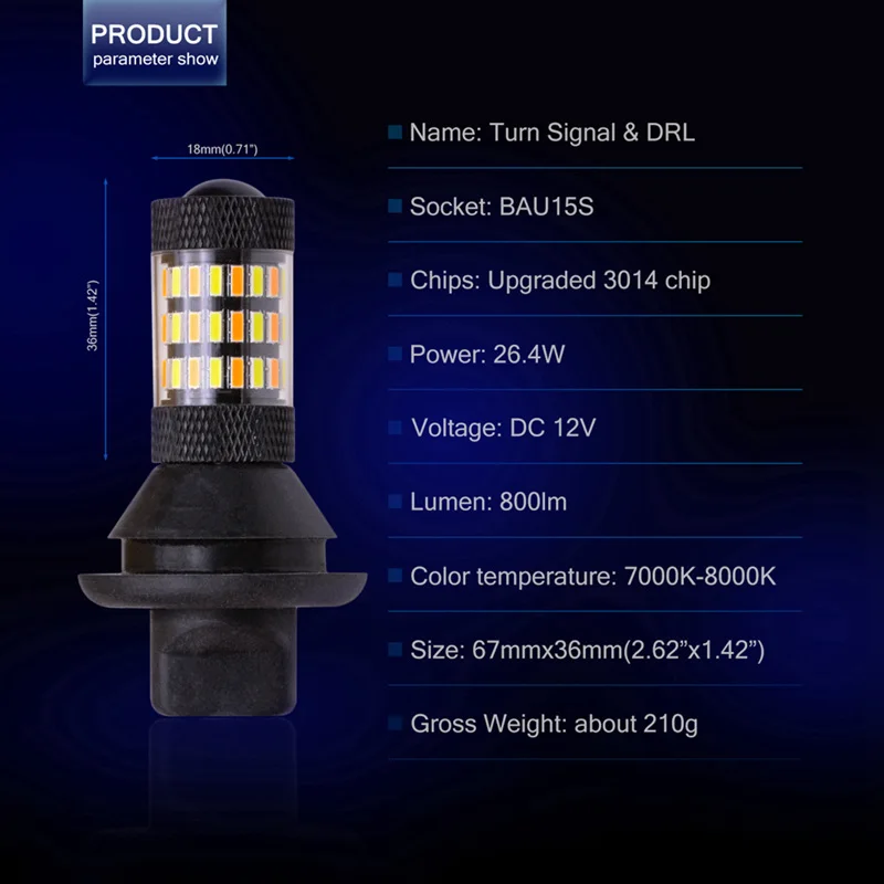 Katur 2 шт. 3156 P27W светодиодные сигнальные лампы Canbus Нет ошибки OBC Габаритные огни горки LED белый янтарь/желтый Освещение