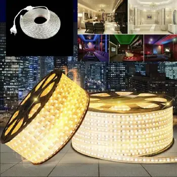 

220V Waterproof Led strip light with EU Plug 2835 SMD flexible Rope Light 60Leds/M high brightness outdoor indoor Free Shipping