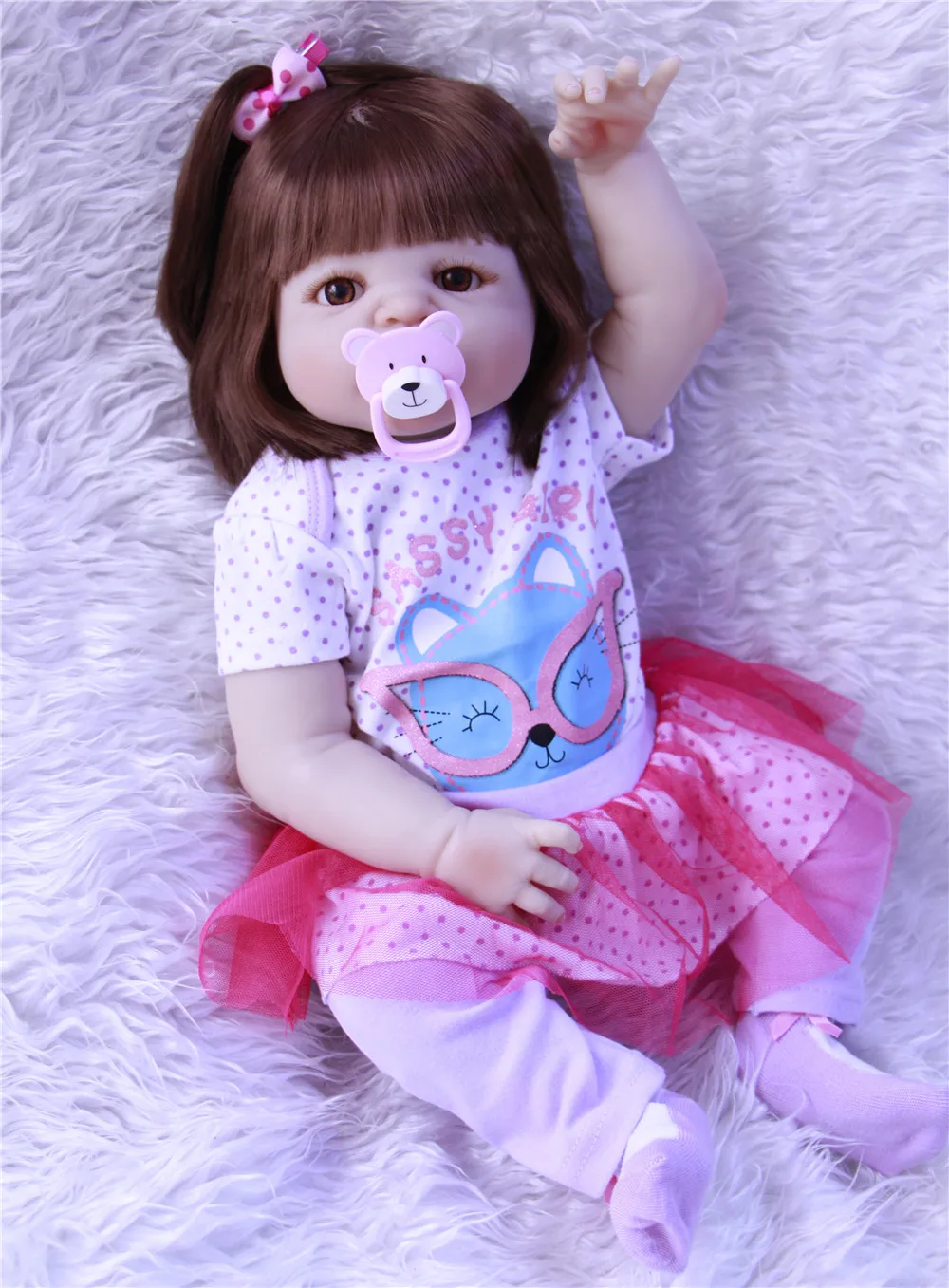 

23inch Full silicone reborn baby dolls Toy Baby-Reborn lifelike modeling vinyl newborn bathe princess toddler Brinquedos toy