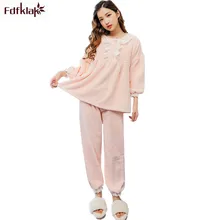 Fdfklak зимние фланелевые пижамы женские с длинным рукавом толстые пижамы набор высокого качества женские теплые пижамы Пижама femme
