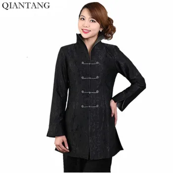 

Classic Chinese Female Jacket High Fashion Black Lady Long Sleeve Coat Flowers Mujer Chaqueta Size S M L XL XXL XXXL Mny004C
