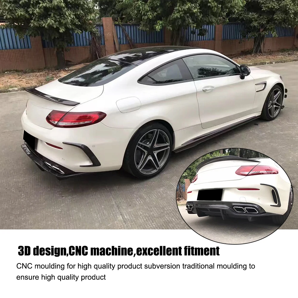 Углеродное волокно задний бампер гонки диффузор спойлер для Mercedes Benz W205 C205 C63 AMG Coupe