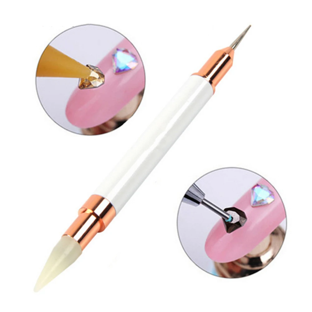 Double Head Painting Pick Rhinestone Wax Pencil Nail Art Tool Dotting Pen Drawing Crystal Portable Beads Manicure DIY | Красота и