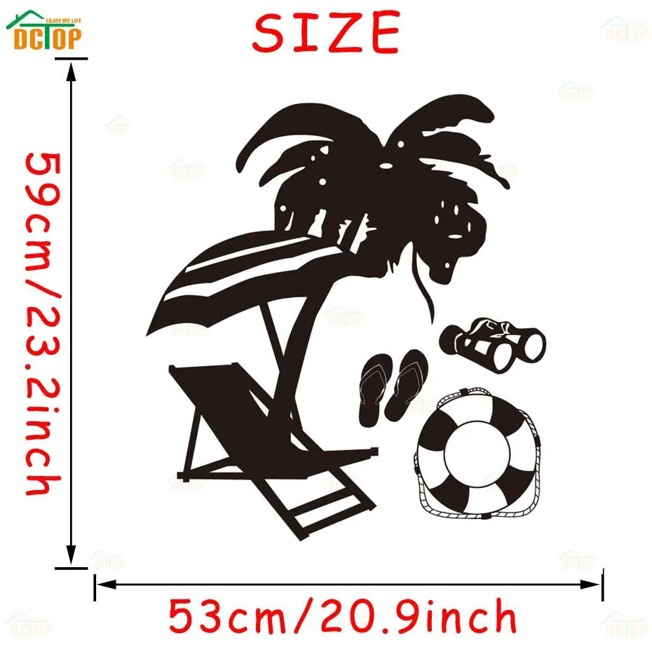 Palm Trees Silhouettes Beach Summer Wall Decal Removable Vinyl Art Wall Sticker  For Living Room Sofa Background Decoration (5)