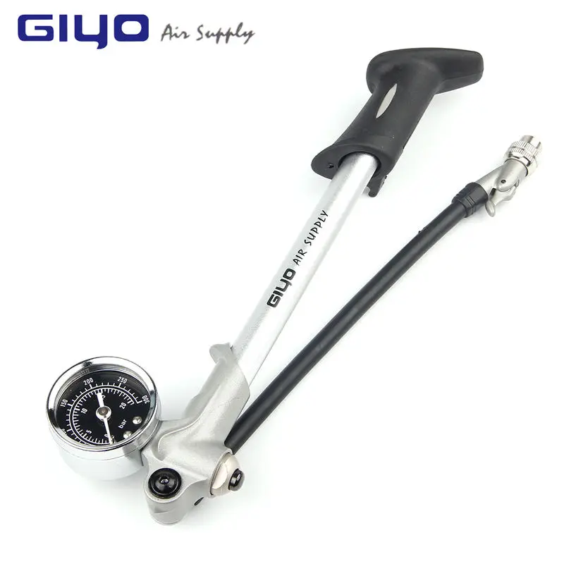 Giyo велосипедный насос воздушный шок портативный насос для велосипеда 300psi алюминиевая гибкая трубка насос для велосипеда MTB Аксессуары для велосипеда - Цвет: GIYO Silver