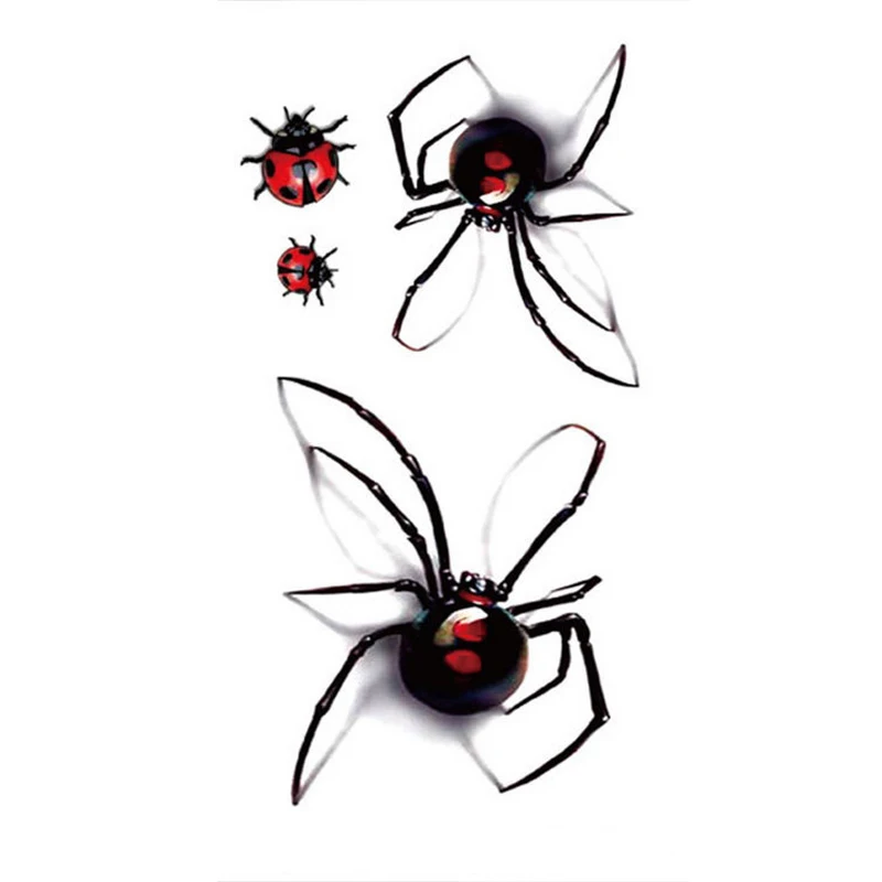 1 Feuille Homme Femme Sexy Temporaire Tatouage Autocollants Imperméable Faux Araignée Coccinelle Art Corporel Flash Tatouages Autocollant 789