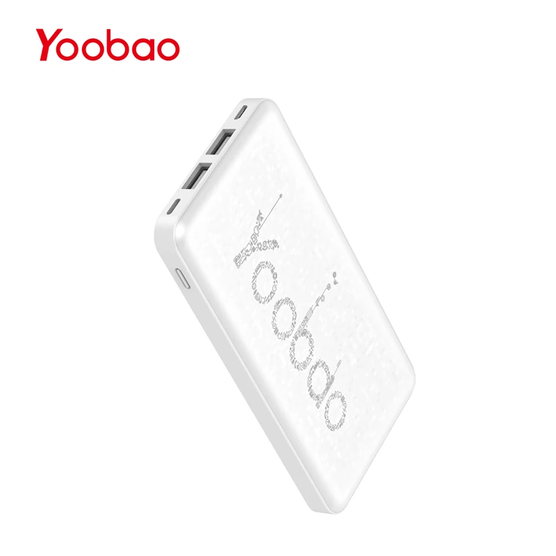 Yoobao KJ03 10000 мАч Мобильный резервный ультратонкий полимерный внешний аккумулятор Универсальное зарядное устройство с двойным USB(выход и вход - Цвет: White