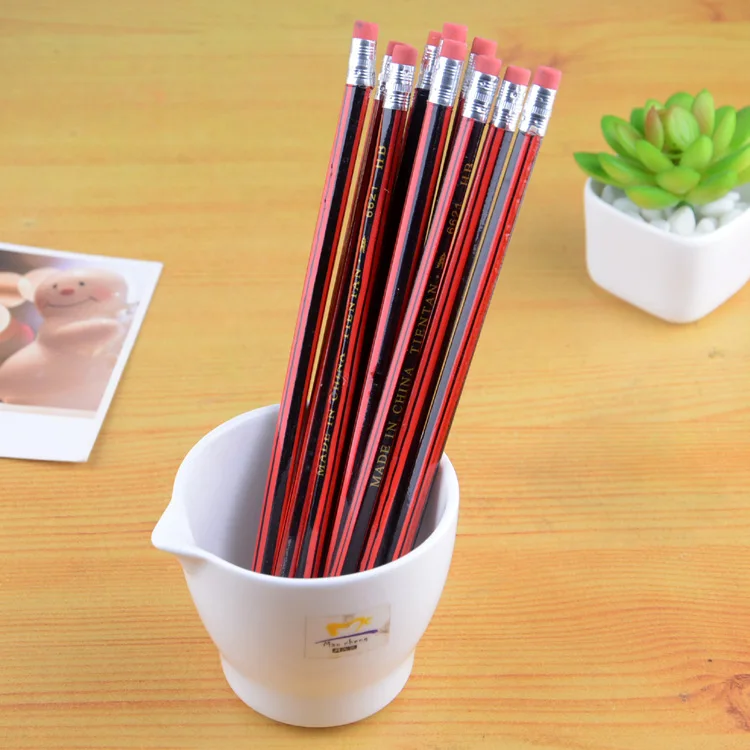 10pcs/lot HB wooden pencil with eraser kids student writing tool cheap