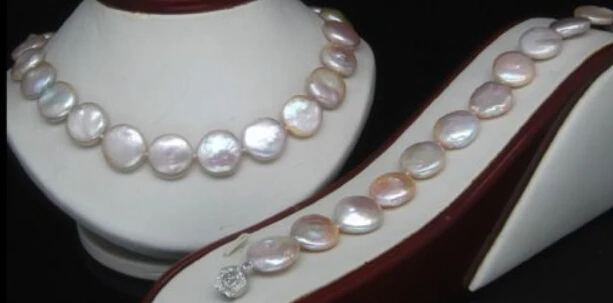 

Gang Charming 12-13MM Natural color coin pearl jewelry set