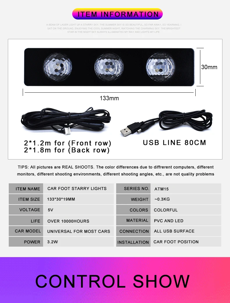 CNSUNNY светодиодный светильник для автомобиля, Звездный светильник с usb-разъемами, интерьерная разноцветная лампа, автоматический звуковой контроль, декоративный светильник s