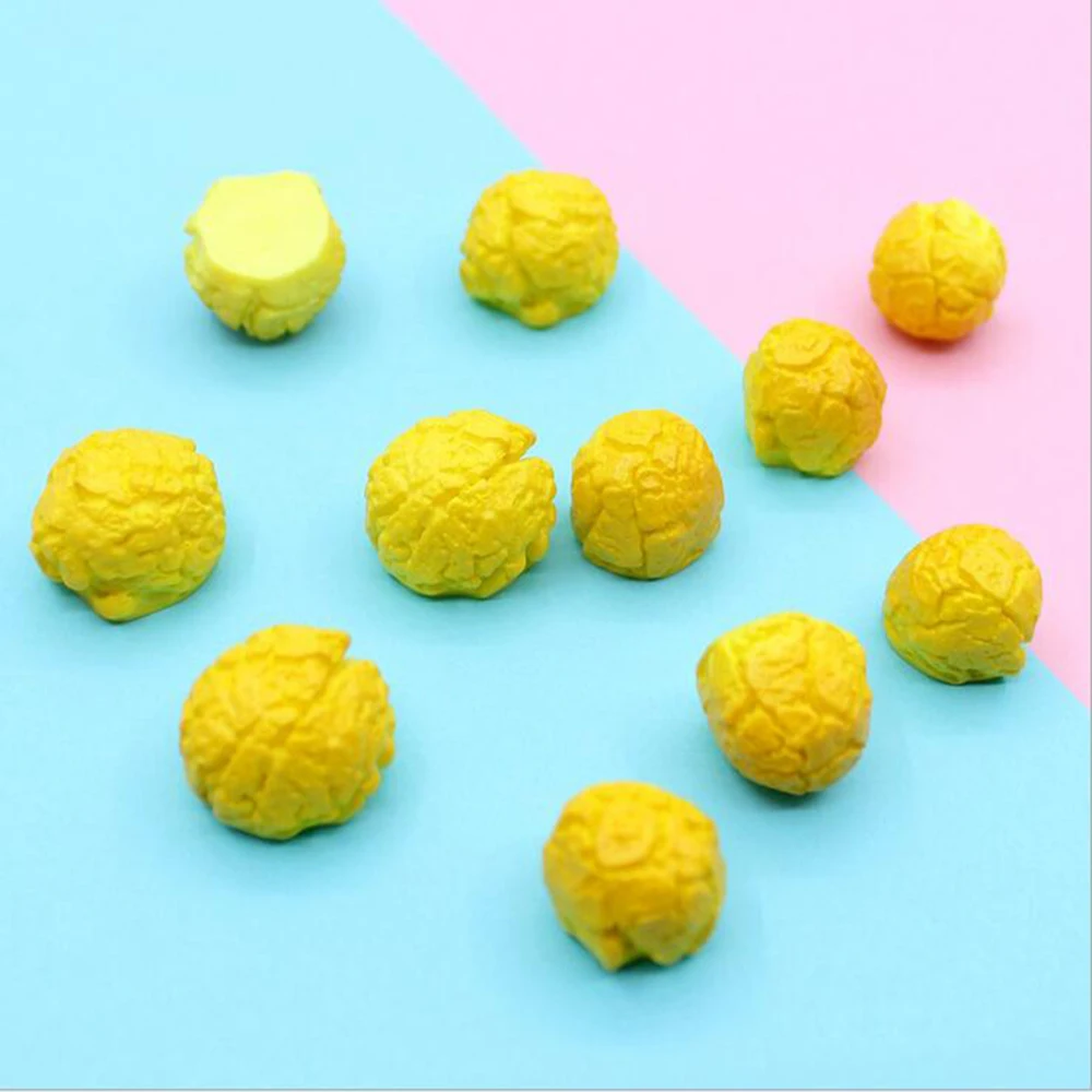 

50pcs/lot Kawaii resin Simulation food Round popcorn resin crafts Cabochon Decorative For diy Child toy