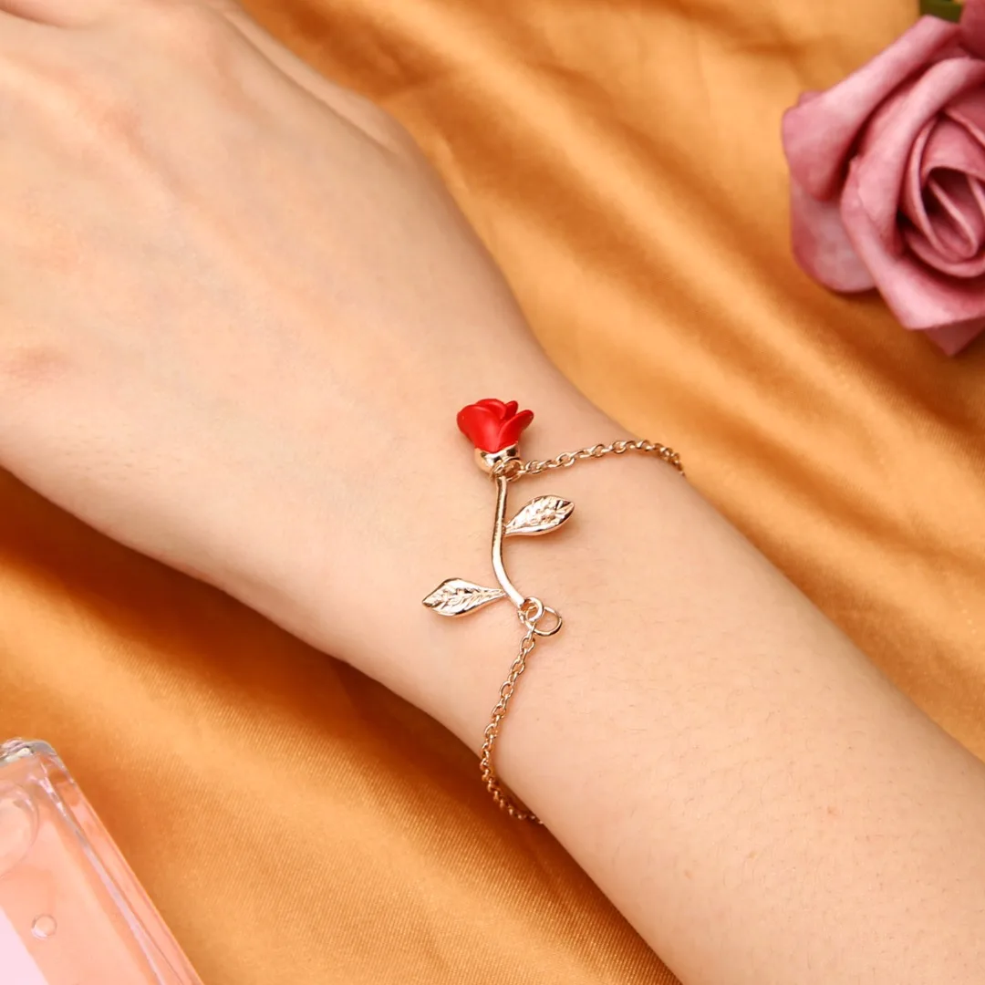 Charms Bracelet Adjustable Pulseras Mujer Fashion Rose Flower  Bracelets & Bangles For Women Wedding Jewelry Shellhard
