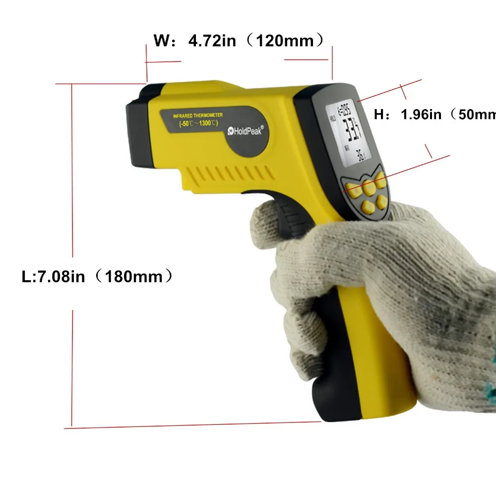 

Outdoor Infrared Thermometer HP-1300 Digital Thermometer Termometro Infravermelho for Pyrometer Temperature Instruments -50~1300