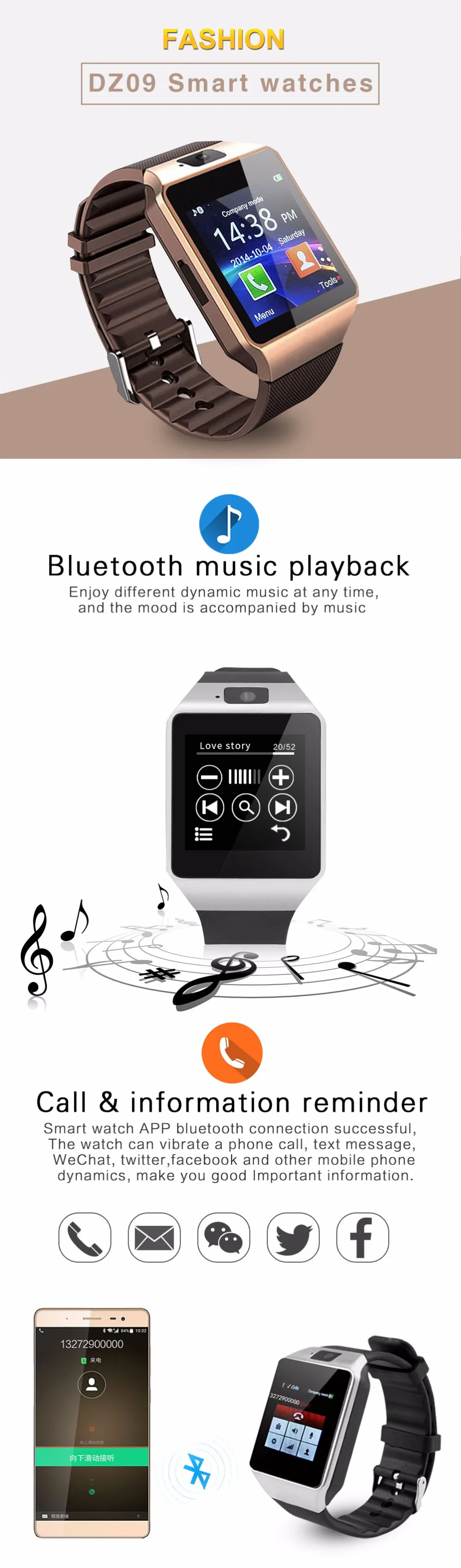 Cawono Smart watch Bluetooth Smart часы dz09 Relojes SmartWatch relogios TF SIM Камера для iOS iPhone Samsung Huawei Xiaomi телефона Android