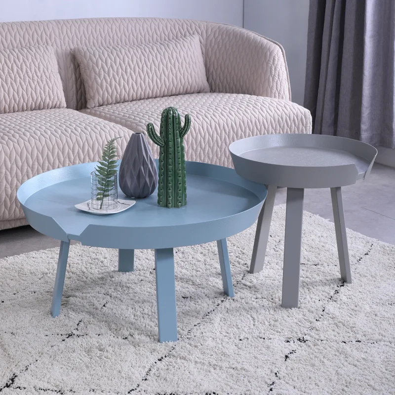 North European solid wood small tea table simple modern living room small apartment creative round colorful small table