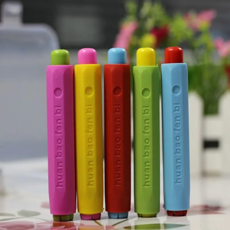다채로운 플라스틱 먼지없는 초크 홀더 펜 초크 클립, 교사용 Porta Tiza 칠판 스티커 칠판, 10 PCs/로트