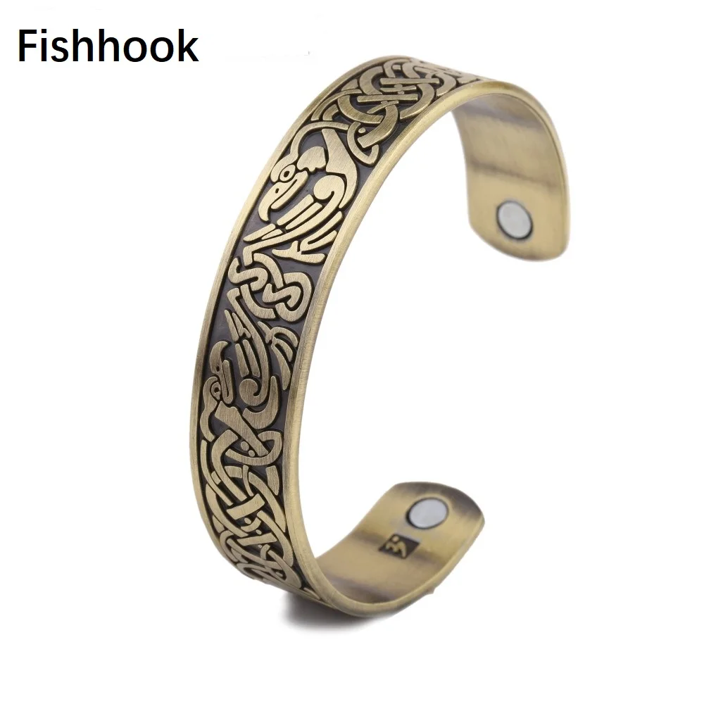 Fishhook Accents Bronze Phoenix Cuff Bracelet for Arthritis Joint Pain Migraines RSI