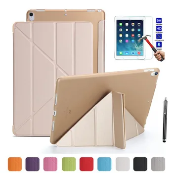 

XSKEMP For iPad Air2 iPad 6 9.7" Shockproof Slim Leather Magnetic Smart Cover Function Sleep Wake Stand Case + Tempered Glass