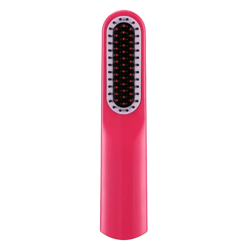2 в 1 ЖК Портативный беспроводной керамический ионный Выпрямитель для волос электрический прямой гребень для волос USB Перезаряжаемый ЖК-выпрямитель для волос B - Цвет: Розово-красный