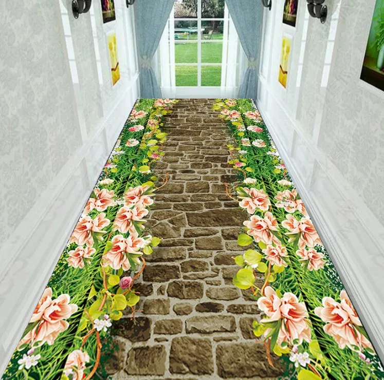 Пользовательские 6 мм 3D ковер коридор прохода лестничная Полоса ковер спальня полный прикроватный крыльцо дома Свадебные Нескользящие коврики булыжные коврики