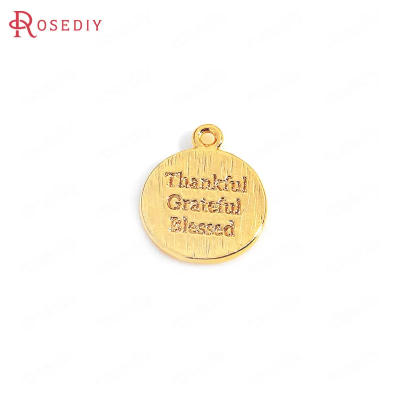 

(35718)10PCS 11x13MM 24K Gold Color Brass Round Letter Charms Pendants High Quality Diy Jewelry Findings Accessories
