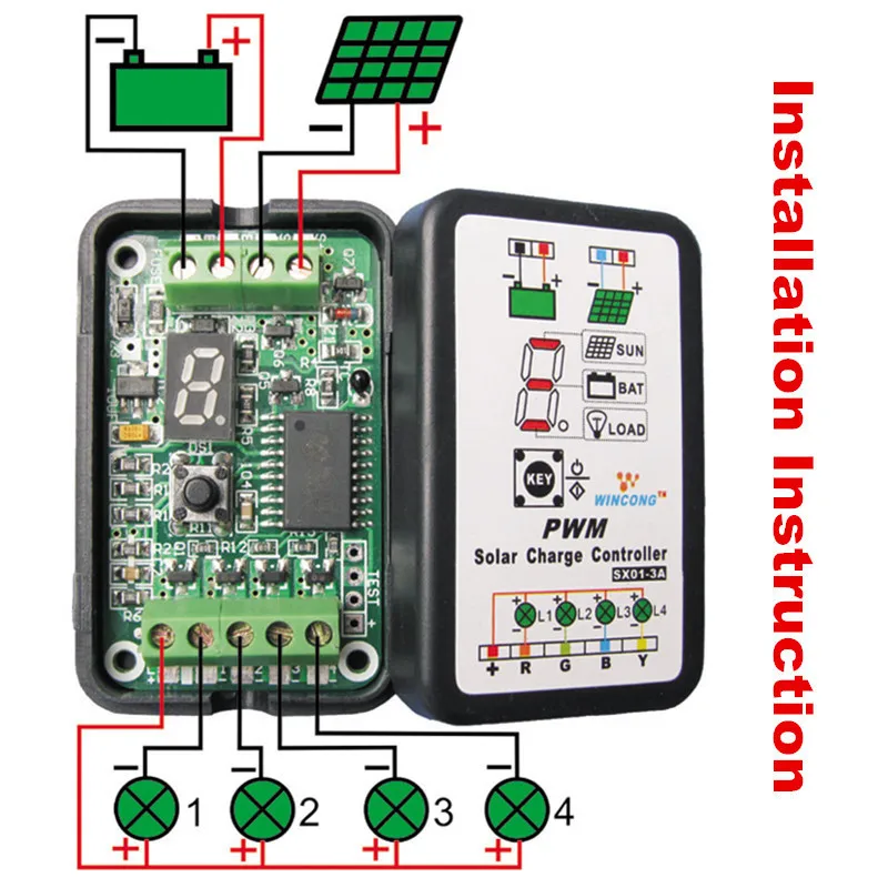 3A 6V 12V PWM светильник на солнечной батарее контроллер регулятор заряда аккумулятора интеллигентая(ый) поддерживает литий-ионный и никель-металл-гидридного аккумулятора