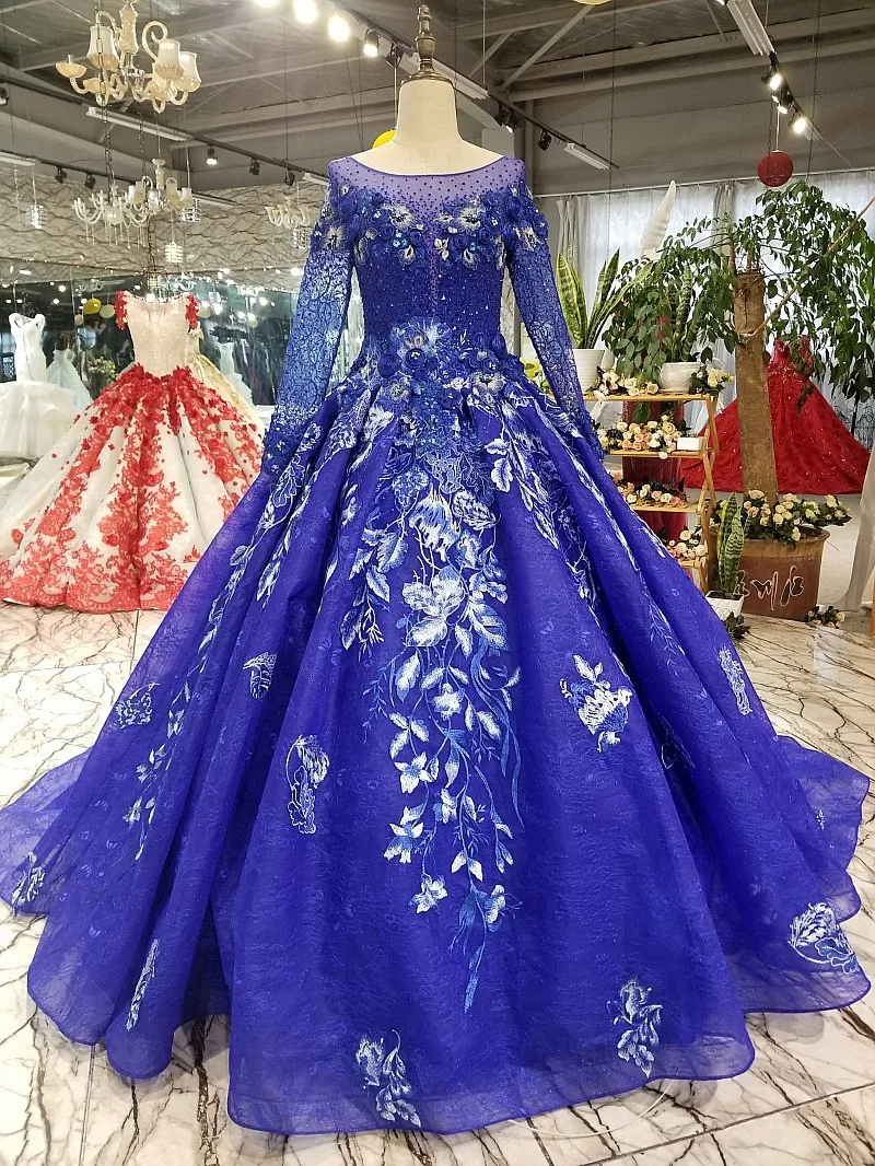 Одежда с длинным рукавом платье с настоящим фото de festa плюс Размеры платье для выпускного вечера 2018 бальное платье с длинными рукавами