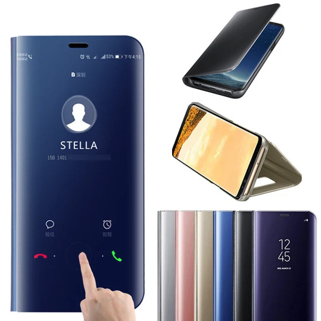 Clear Mirror Smart View Case For Samsung Galaxy S9 S8 Note 8 S7 S6 Edge Plus Full Cover For Samsung A8 A7 A5 A3 J3 J5 J7 Cases