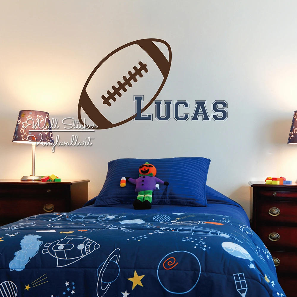 

Cartoon Rugby Boys Name Wall Sticker Kids Name Wall Decal Personalized Rugby Name Stickers Baby Nursery Cut Vinyl Stickers C59