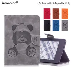 Lemonlan для Amazon kindle paperwhite 1/2/3 чехол Tablet чехол Wallet Fold подставка кожа флип Капа принципиально coque с рисунком панды милые