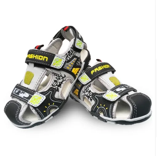 Модные детские ортопедические сандалии из искусственной кожи с поддержкой арки, 1 пара, летняя детская обувь для мальчиков, сандалии наивысшего качества - Цвет: Черный