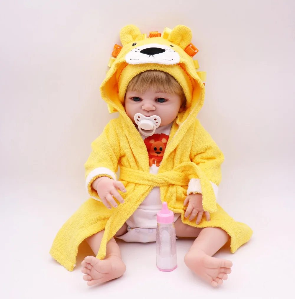 

Dollhouse 22" New arrival Victoria full Silicone adora Lifelike newborn Baby with lovely Lion clothes silicone reborn baby dolls