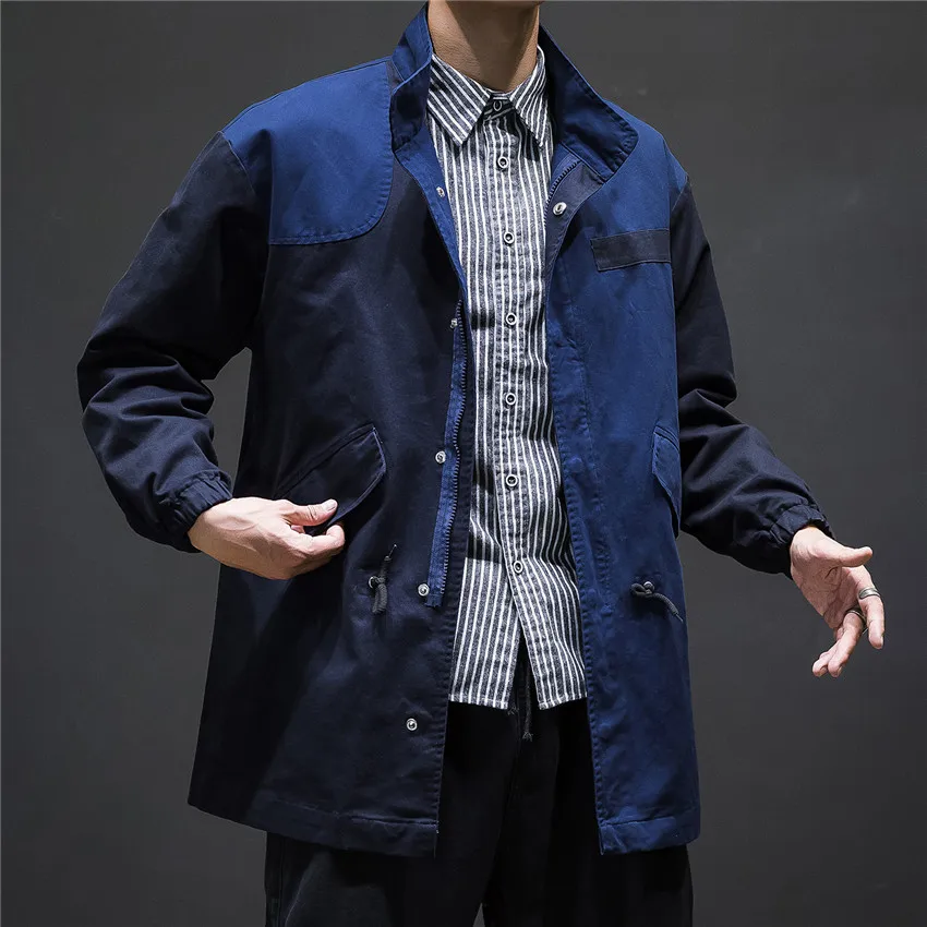 Fall Winter Mens Jackets And Coats Long Windbreaker Back Split Plus Size Hip Hop Men Coat Clothing Streetwear Male Bomber Jacket