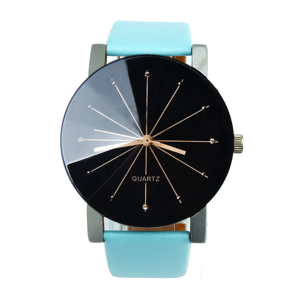 

2016 Promotion Relogio Lady Colorful Leather Transparent Dial Pick Succinct Sport Gift Wrist watch Analog Quartz