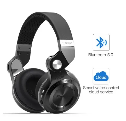 Новые Bluedio T2+ модные Складные Bluetooth наушники стерео наушники Поддержка FM радио и SD игровая гарнитура для IOS Android - Цвет: BT5.0 Black