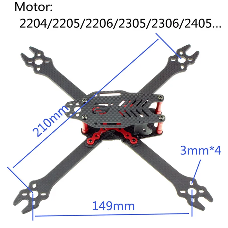 DIY mini FPV F2 mito 210 чистого углеродного волокна мм рамка в сборе для гоночного дрона