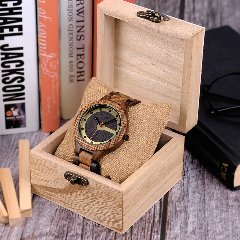 BOBO BIRD relogio masculino Timepieces Wooden Watches for Men Handmade Watch in Wood box C-dQ09