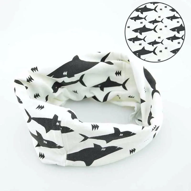 Shark Детский шарф для девочек и мальчиков с принтом Совы из мультфильма, зимний шарф с круглым вырезом, Детские хлопковые мягкие теплые шарфы, Детская шаль - Цвет: Shark