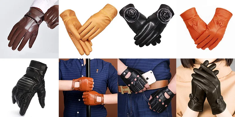 Men's Fashion Genuine Leather Gloves Thin/ Thick Plush Winter Warm Sheepskin Full Finger Touch Screen Driving Gloves Mittens L75