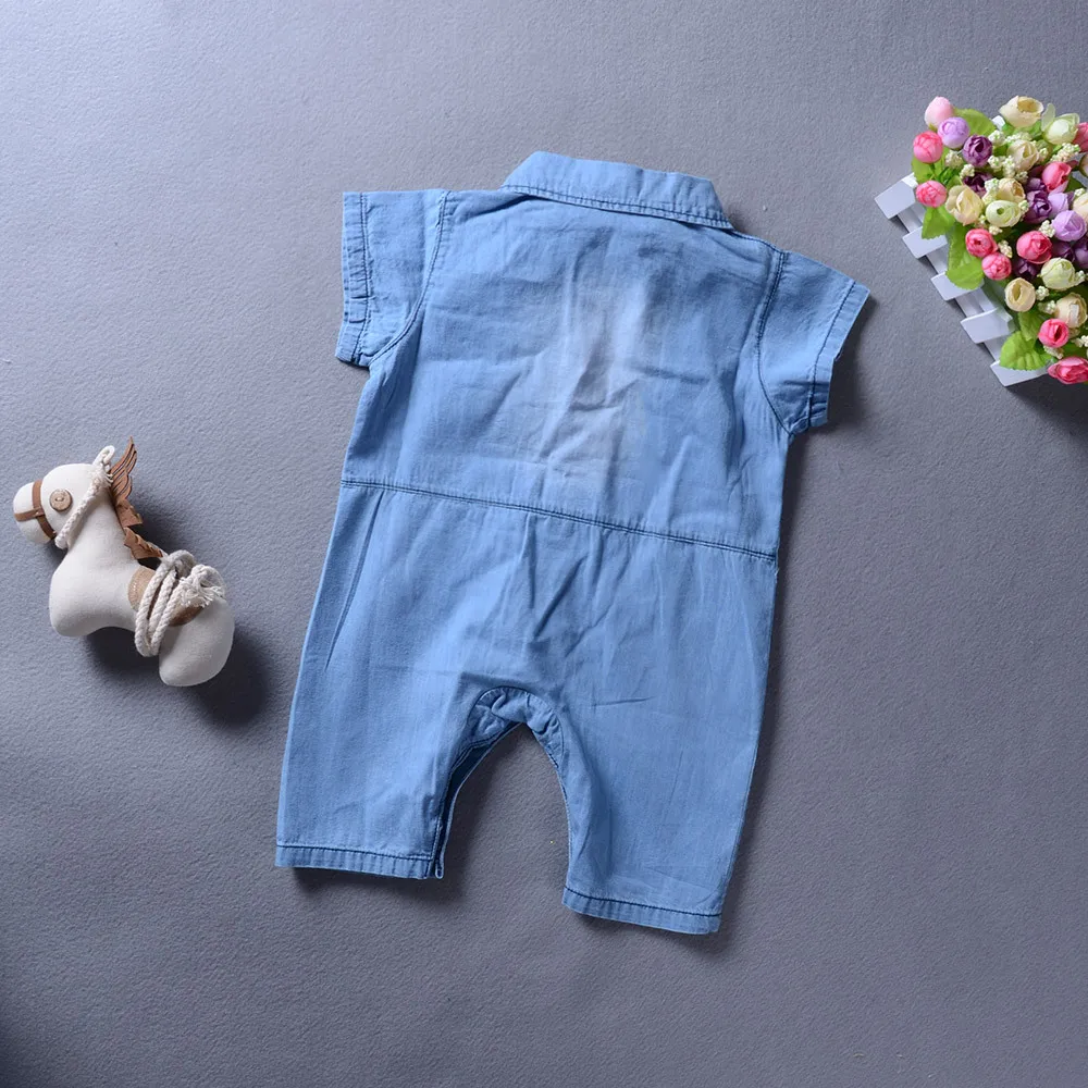 Г. Одежда для малышей Летний джинсовый комбинезон с пуговицами для новорожденных и маленьких девочек и мальчиков, милая одежда джинсовый пляжный костюм