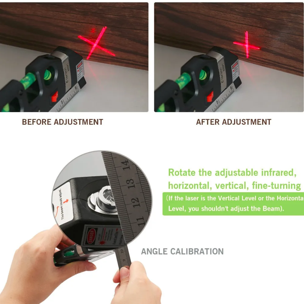 4 в 1 инфракрасный лазерный уровень перекрестная Лазерная Лента 2,5 м измерительный Многофункциональный ручной инструмент