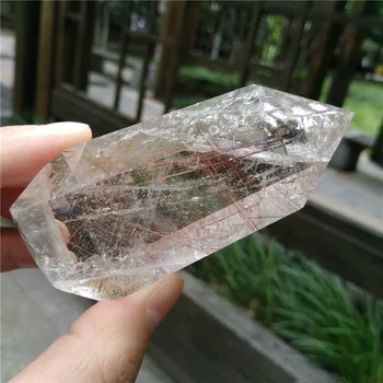 

117G Rutilated Quartz Wand Clear Quart w Rutile Point Hair Crystal Tower Chakra Healing Meditation Crystal Obelisk Gift Home Dec