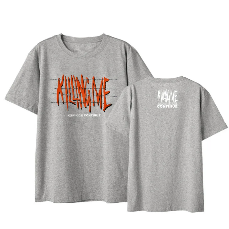 Kpop iKON/футболки в стиле хип-хоп, Повседневная Свободная одежда, футболка, топы с короткими рукавами, футболка, DX868 - Цвет: Grey