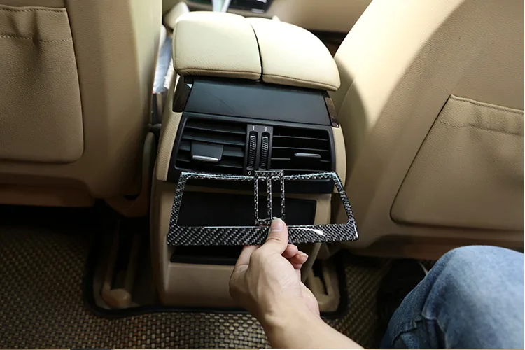 Углеродное волокно автомобиля заднего ряда кондиционер вентиляционные рамы наклейки для BMW X5 E70 X6 E71 2008-2013 Аксессуары