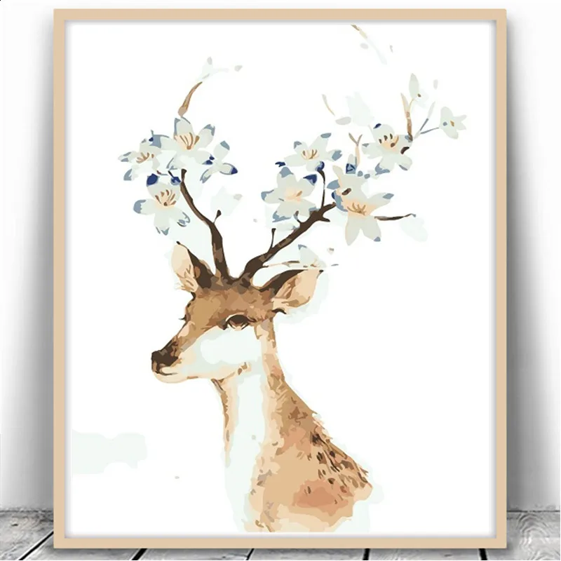 Beautiful Deer Number Digital Canva Wall Picture DIY Paint Print Poster Oil Painting Home Living Room Cafe Bar Pub Decor | Дом и сад