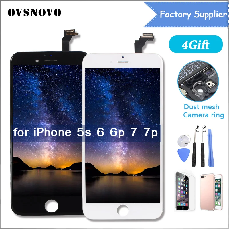 

No Dead Pixel Touch Screen For iPhone 6 7 plus 5s LCD Display Assembly With 3D Touch Phone Replacement Spare Part+ Camera Holder