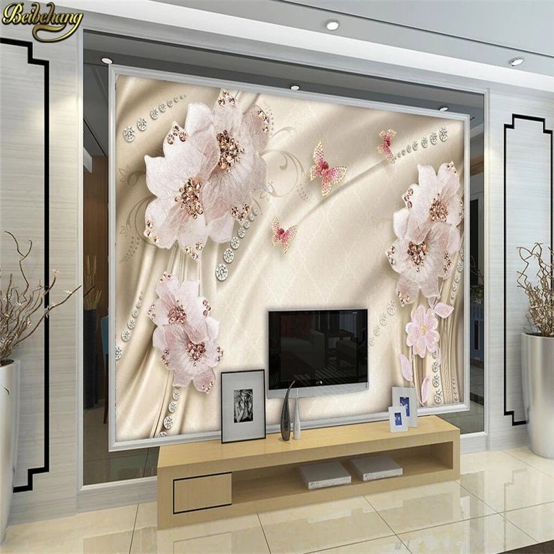 Beibehang пользовательские фото обои настенные росписи наклейки Роскошные Алмазные цветы 3d ювелирные изделия ТВ настенные фрески papel де parede