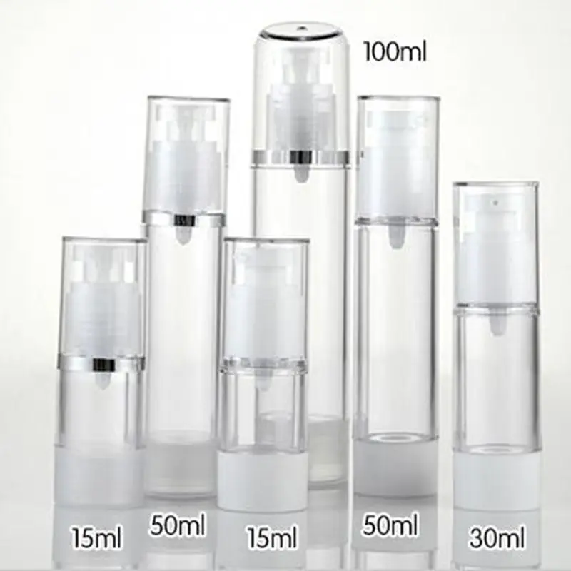 Download 15ml,30ml,50Ml Plastic Vacuum Bottle, 100ml Silver Airless Pump Bottle for Cosemtics Refillable ...