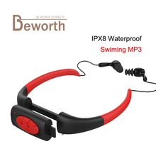 8 GB Reproductor de Música MP3 Impermeable Subacuático Swim Spa Surf Buceo Surf Buceo Deportes Neckband Auricular Estéreo de Manos Libres FM Radio